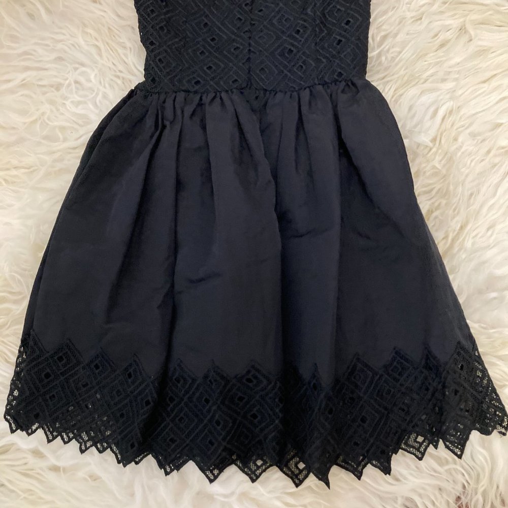 SANDRO Black & White Sleeveless Crochet Fit & Flare Dress - Picture 14 of 15